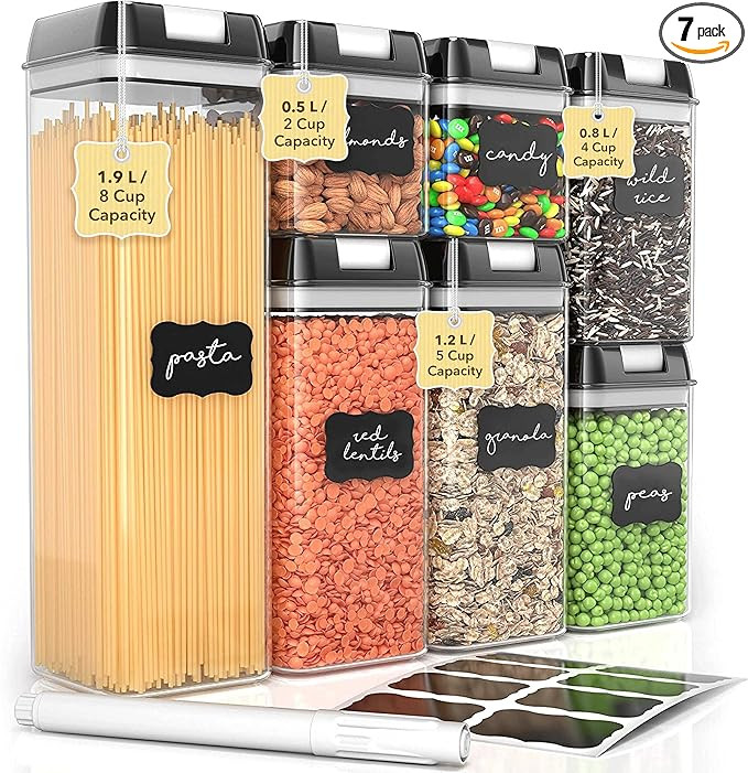 Simply Gourmet Airtight Food Storage Containers with Lids – 7 Piece Assorted Size Kitchen Pantr... | Amazon (US)