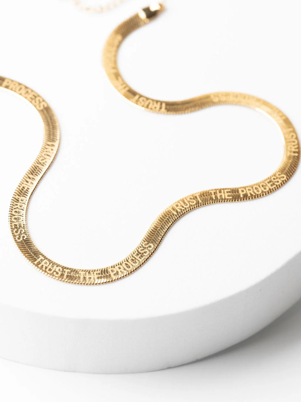 TRUST THE PROCESS Engraved Herringbone Necklace | The Giving Keys | The Giving keys