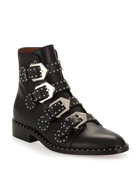 Givenchy Elegant Studded Leather Ankle Boots | Neiman Marcus