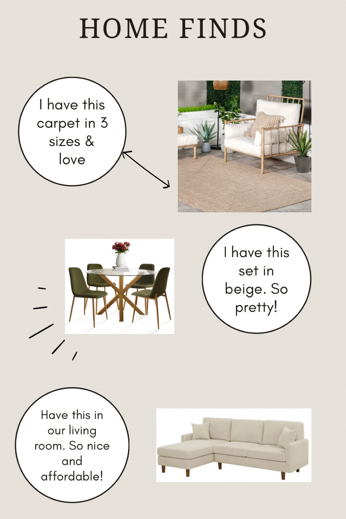 These pieces have been perfect for our condo! I have the rug in 3 sizes 👏🏼We have the beige table set and the cream couch! Highly recommend and super affordable. 

#LTKHome #LTKFallSale #LTKStyleTip