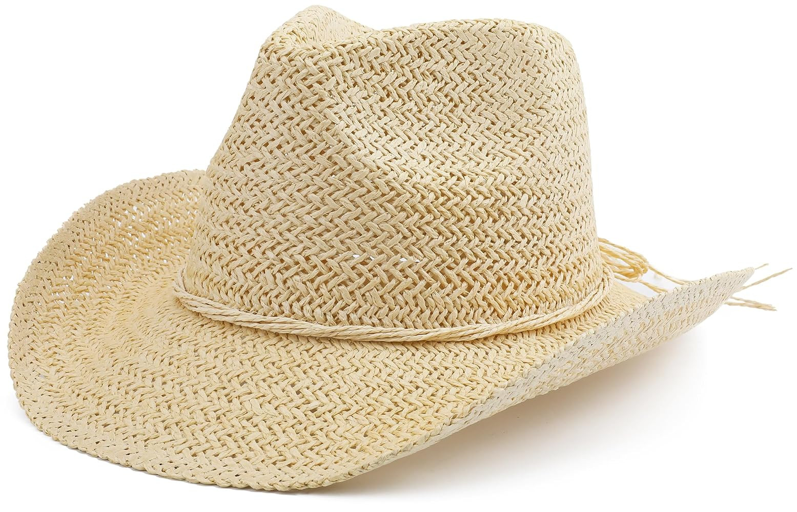 Straw Sun Beach Cowboy Hat for Women Short Brim Western Cowgirl Hat | Amazon (US)