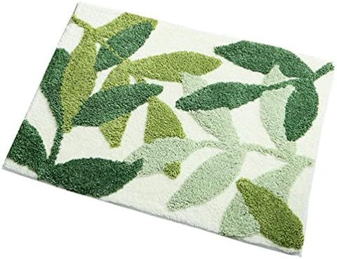 ZebraSmile Leaves Microfiber Strong Water Absorption Green Bath Rug Tower with Non Slip Back Insi... | Amazon (US)
