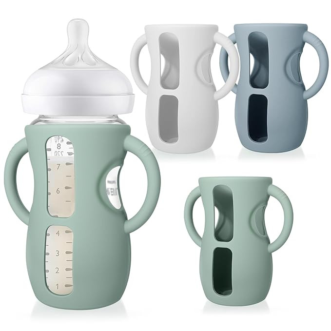 Juome Silicone Sleeves with Handles for Avent Natural Glass Baby Bottle - 3 Pack Anti Breakage Ba... | Amazon (US)
