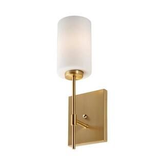 Faye 1-Light Soft Gold Wall Sconce Vanity Light with Satin Opal Glass-2612-01-12 - The Home Depot | The Home Depot