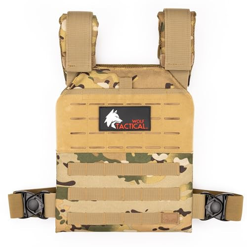 WOLF TACTICAL Simple Weighted Vest Men Womens Weighted Vest for Walking Running Training Rucking Adjustable Weight Vest, Multicam | Amazon (US)