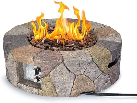 AVAWING Gas Fire Pit, 28 Inch 40,000 BTU Outdoor Propane Fire Table w/ Lava Rocks, Weather-Resist... | Amazon (US)