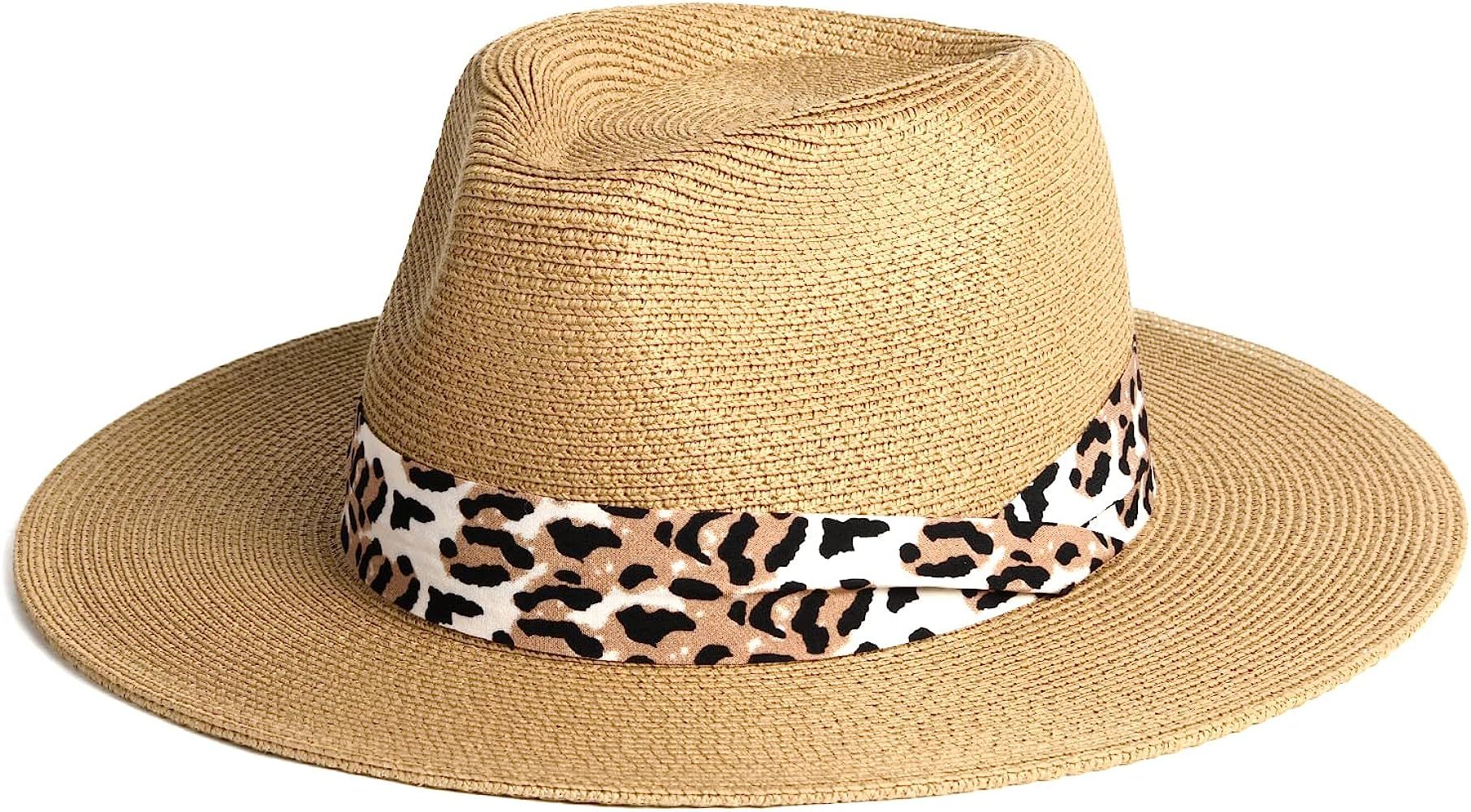 Womens Mens Wide Brim Straw Panama Hat Fedora Summer Beach Sun Hat UPF Straw Hat for Women | Amazon (US)