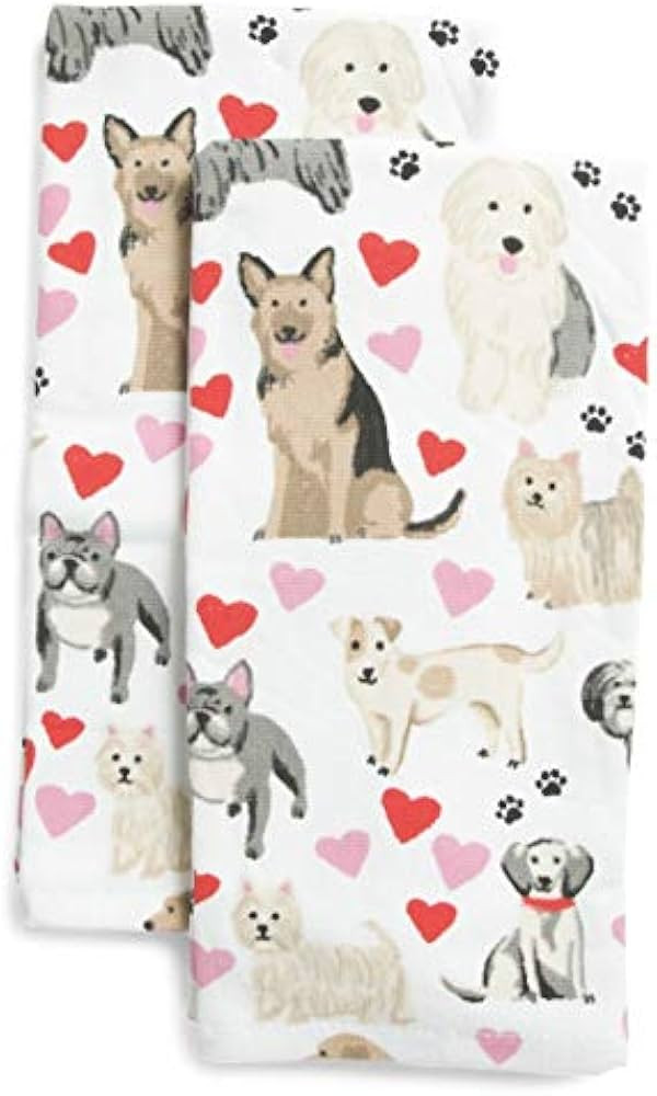 Casaba Dog Park - Dog Lover Kitchen Hand Dish Tea Towel Set of 2 100% Ultra Absorbent Cotton | Amazon (US)