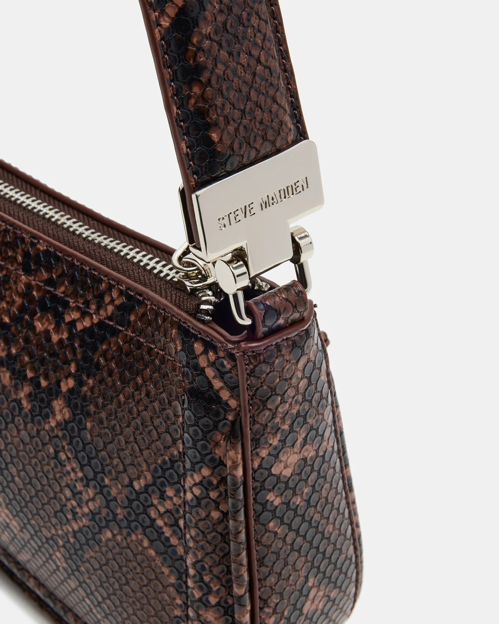 ANGEL Bag Brown Snake Top-Zipper Structured Shoulder Strap Handbag | Steve Madden (US)
