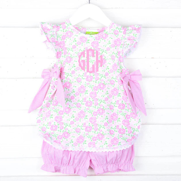 Sweet Floral Pink Layla Bloomer Set | Classic Whimsy