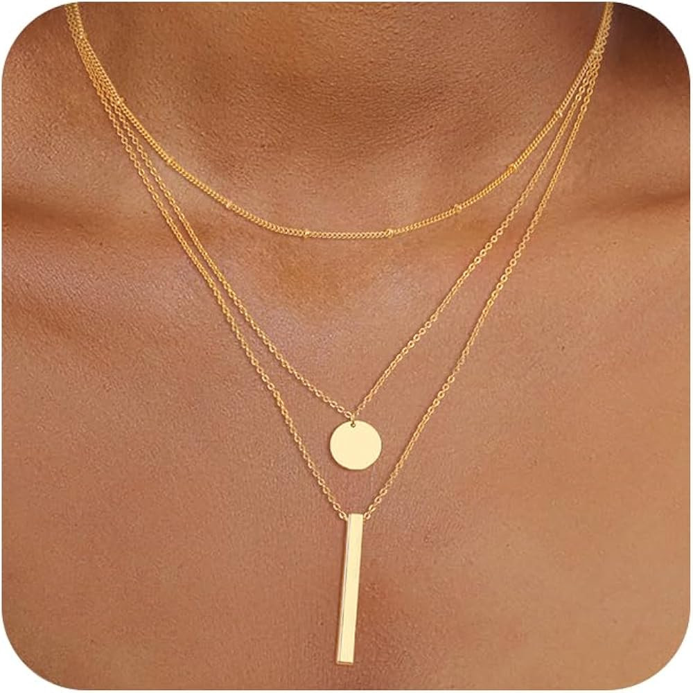 Layered Gold Necklaces for Women, Stackable Dainty 14K Real Gold Plated/Silver Chain Necklace Lay... | Amazon (US)