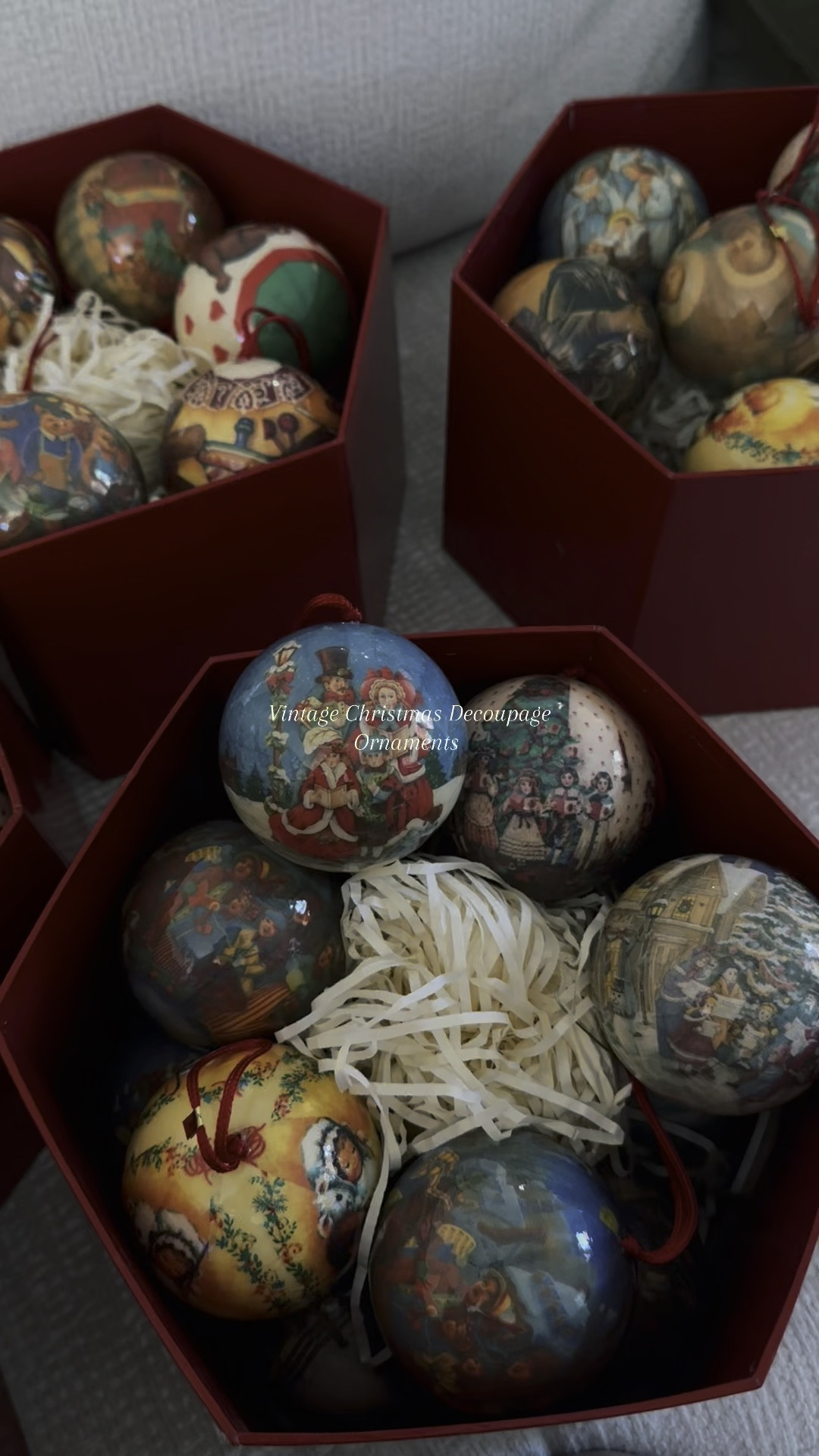 Vintage Decoupage Ornaments!!! The best addition to my vintage traditional Christmas decor. 

#LTKVideo #LTKSeasonal #LTKHoliday