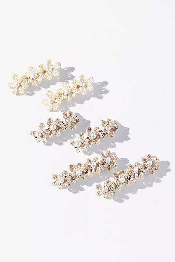 Floral Pearl Barrettes, Set of 6 | Anthropologie (US)