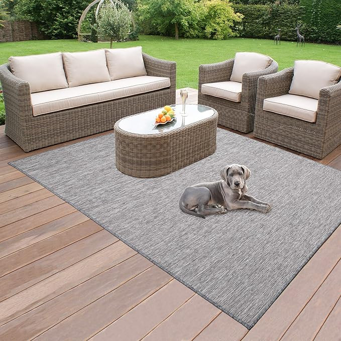Ottomanson Sundance Collection Reversible Outdoor Area Rug, 5'3" X 7'3", Gray | Amazon (US)