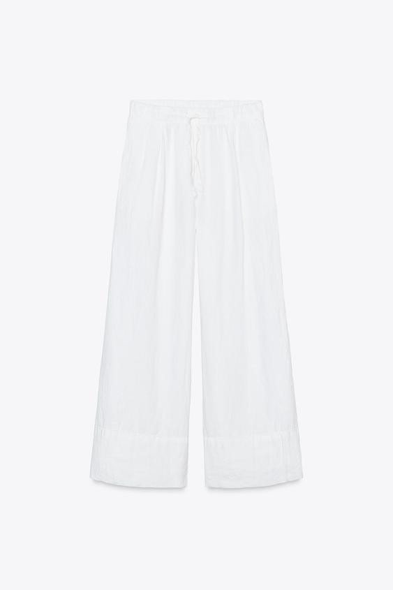 100% LINEN PALAZZO PANTS ZW COLLECTION | Zara US