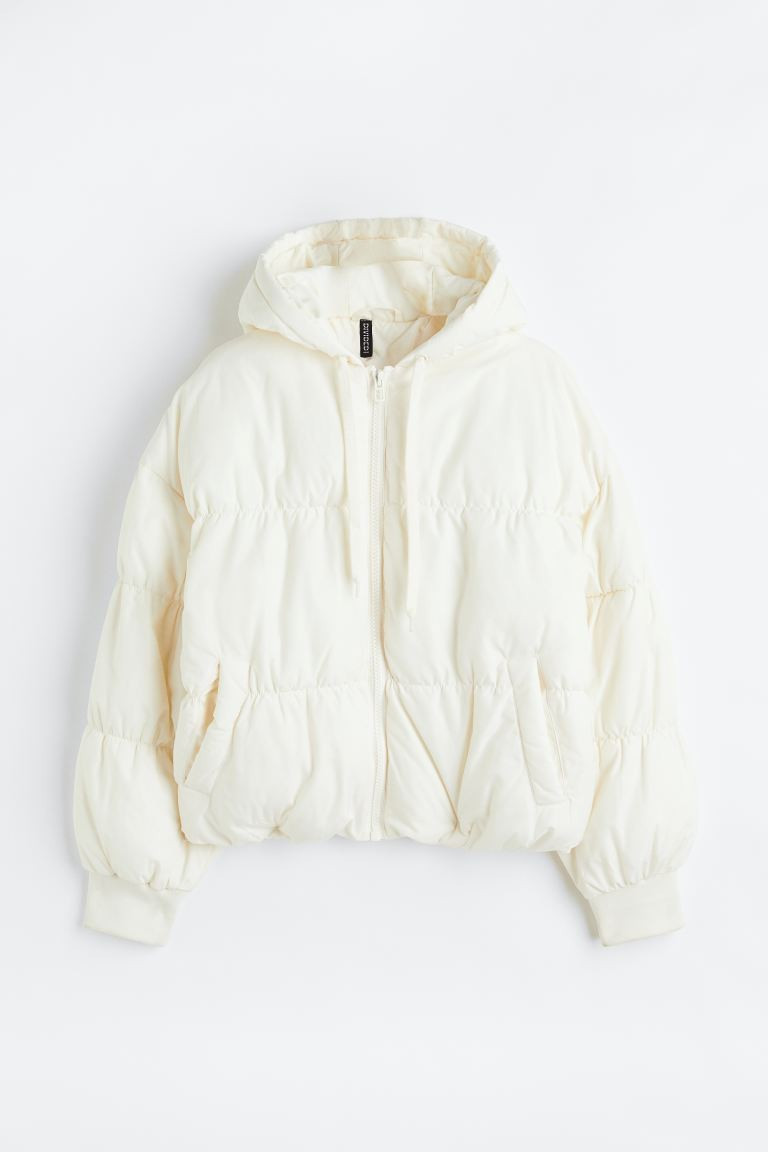 Hooded Puffer Jacket - Cream - Ladies | H&M US | H&M (US + CA)