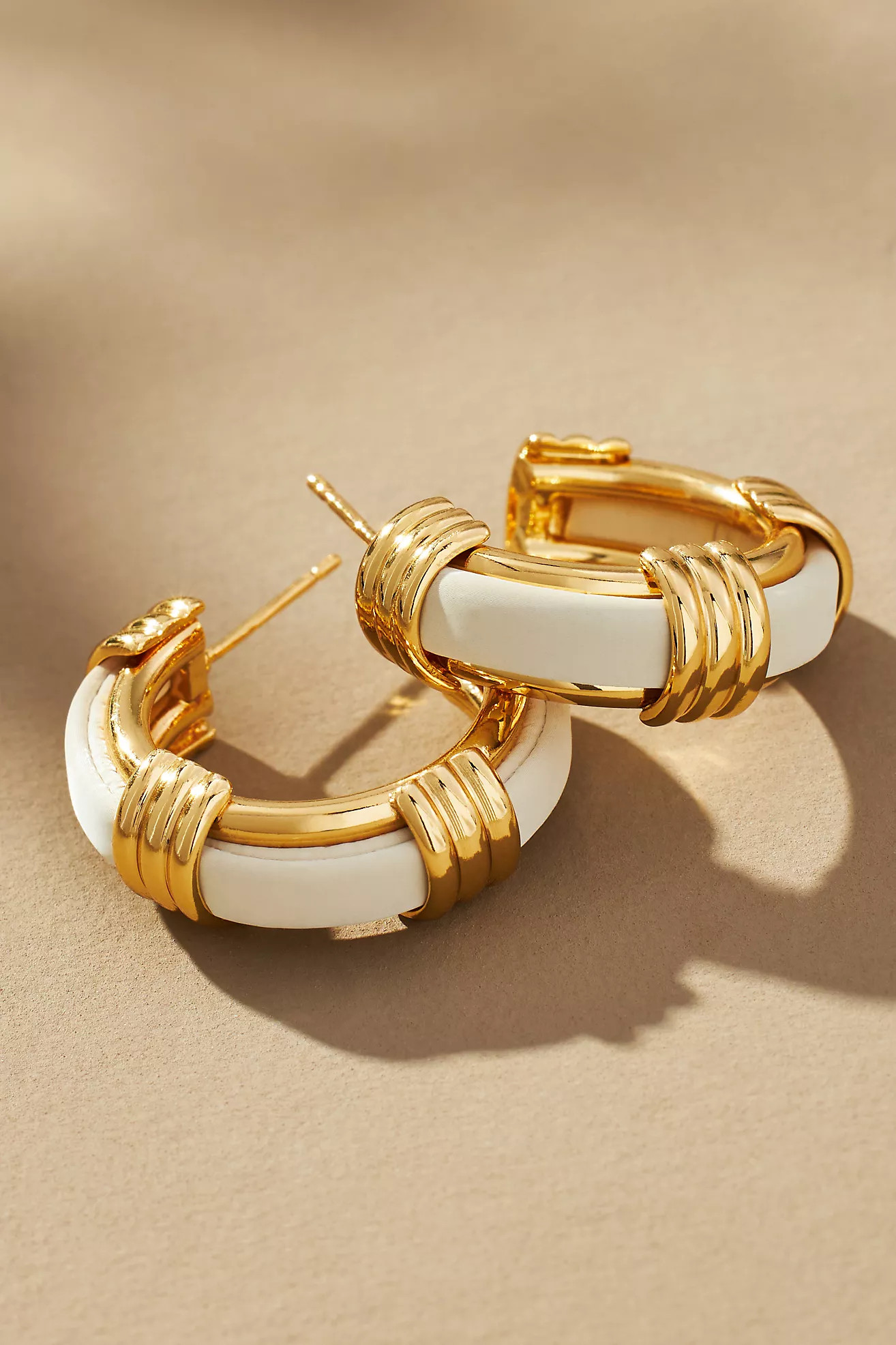 Leather Ribbed Hoop Earrings | Anthropologie (US)
