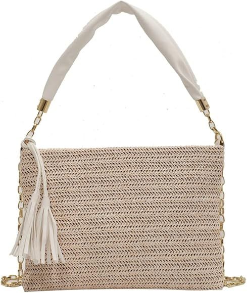 Straw Shoulder Bag Straw Clutch Women Woven Straw Crossbody Bag with Tassel Summer Beach Envelope... | Amazon (US)