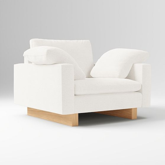 Harmony Chair, Deluxe Linen Alabaster, Blonde | West Elm (US)