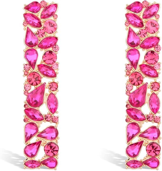 KELMALL Elegance Rhinestone Rectangle Earrings Trendy Crystal Geometric Drop Dangle Statement Ear... | Amazon (US)