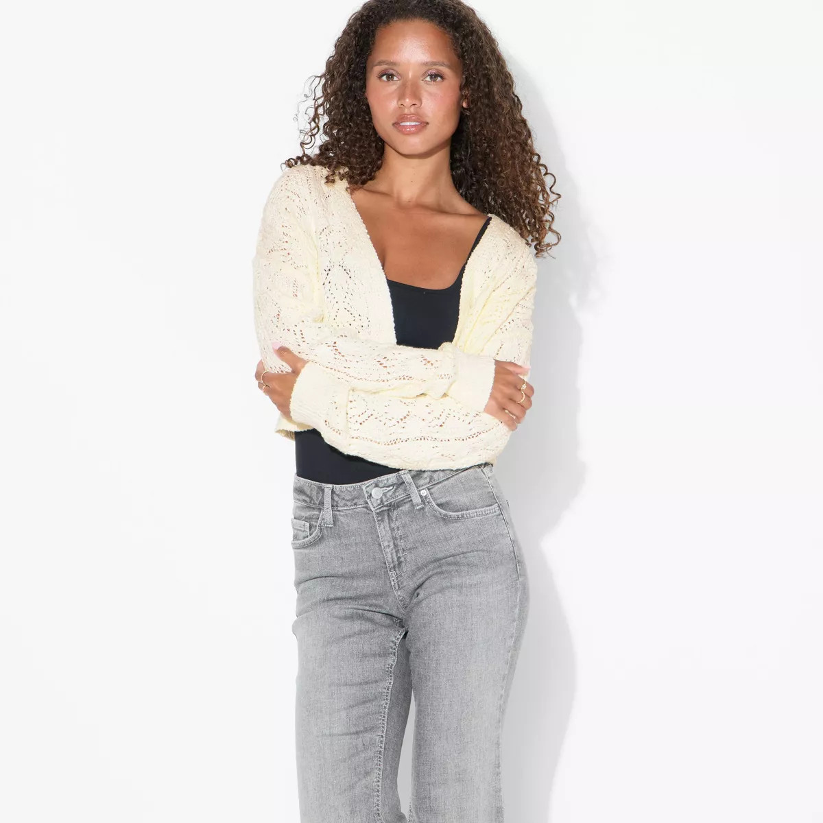 Women's Long Sleeve Shawl Collar Open Work Cardigan - Wild Fable™ | Target