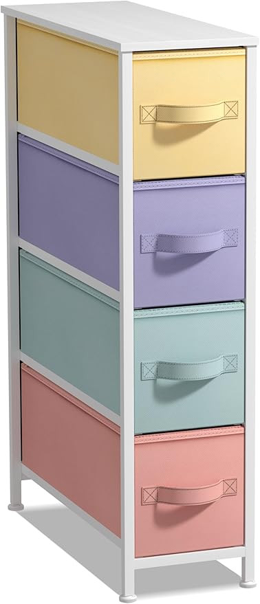 Sorbus Kids Narrow Dresser with 4 Drawers - Vertical Slim Storage Chest of Drawers with Steel Fra... | Amazon (US)