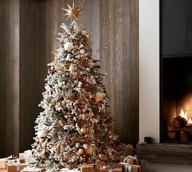 Pre-Lit Flocked Vermont Spruce Faux Christmas Tree - 7.5' | Pottery Barn (US)