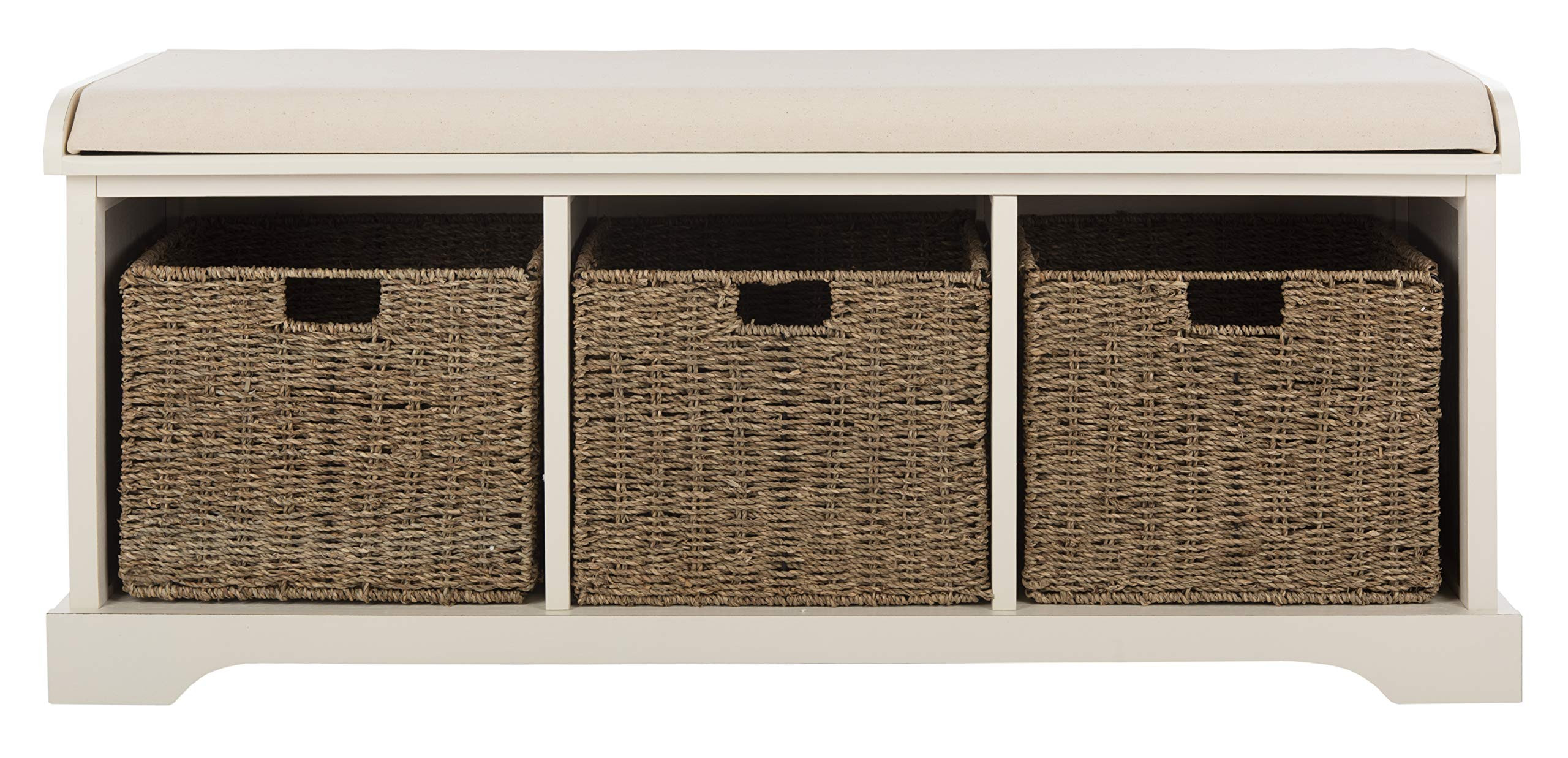 SAFAVIEH American Homes Collection Lonan Grey and White Wicker Storage Bench | Amazon (US)