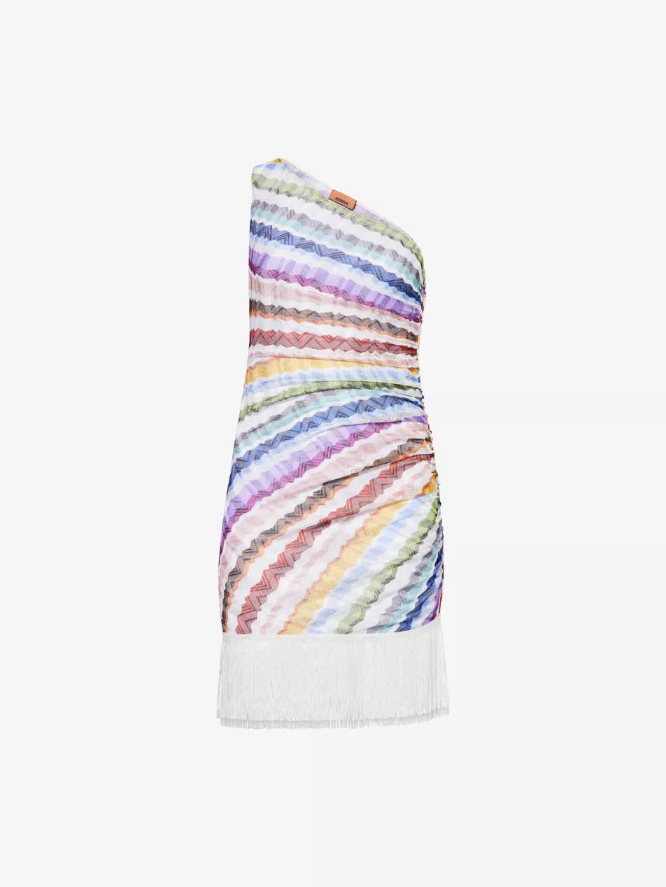 Asymmetric Fringed Knitted Mini Cover-Up | Selfridges