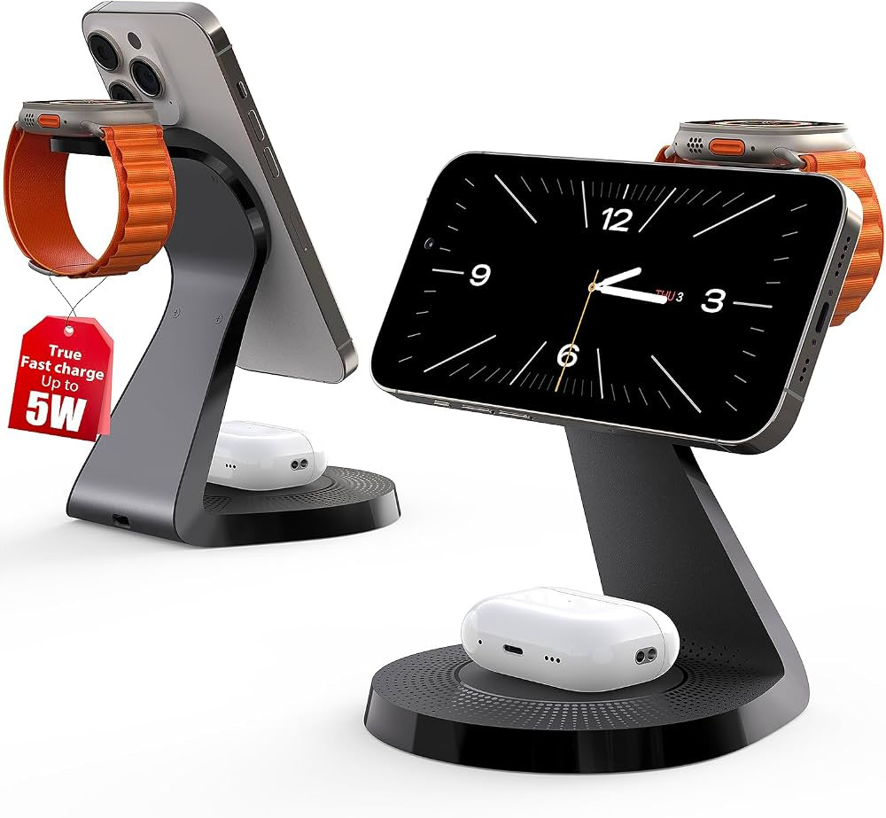 3 in 1 Charging Station for Apple Devices - Faster Mag-Safe Charger Stand for iPhone - Magnetic W... | Amazon (US)