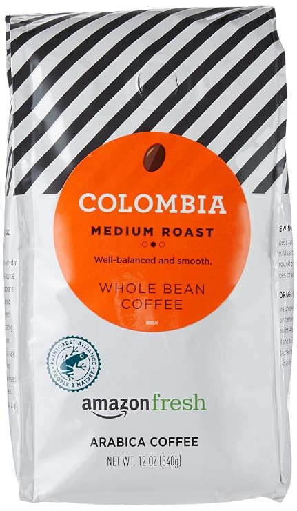 Amazon Fresh Colombia Whole Bean Coffee, Medium Roast, 12 Ounce | Amazon (US)
