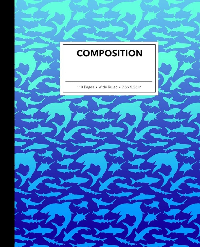 Composition: Blue Gradient Shark Composition Notebook for Kids, Cool Marble Sharks Pattern for Bo... | Amazon (US)
