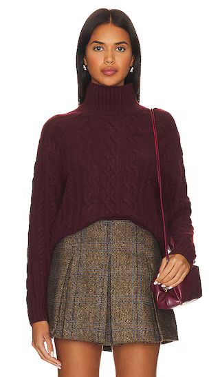 Cropped Cable Mock Neck in Wine | Revolve Clothing (Global)