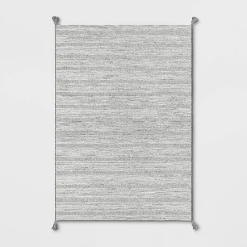 5' x 7' Striped Tapestry Outdoor Rug Charcoal Gray - Threshold™ | Target
