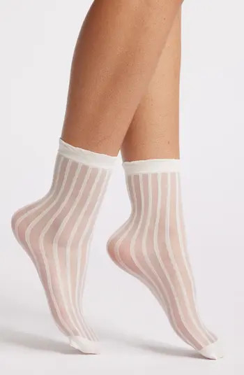 Sheer Stripe Ankle Socks | Nordstrom