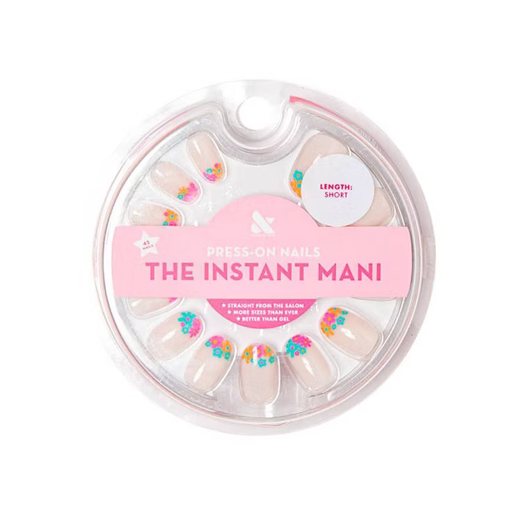 Olive & June Press On Short Round Fake Nails - Floral French - 42ct | Target