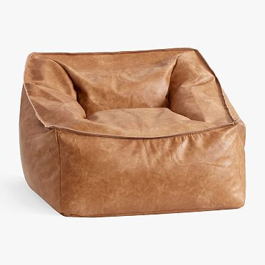 GREENGUARD Gold Certified  Vegan Leather Caramel Modern Lounger | Pottery Barn Teen