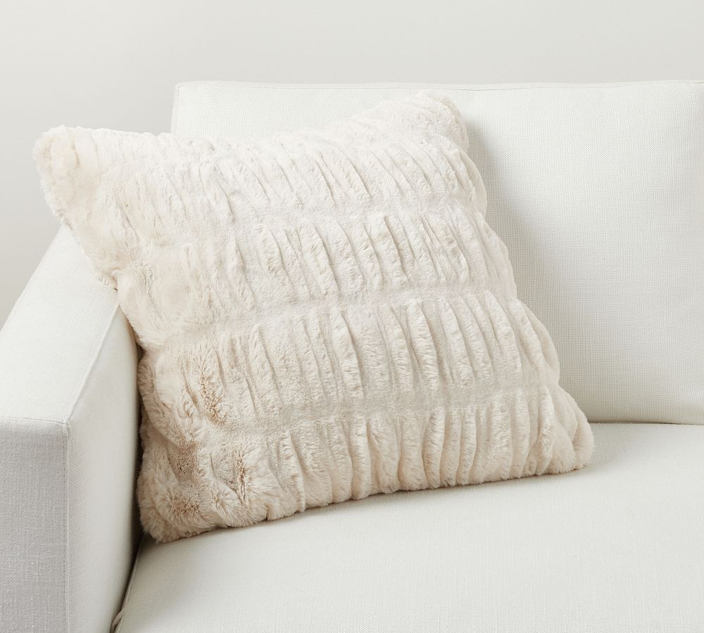 Faux Fur Ruched Pillow Cover | Pottery Barn (US)