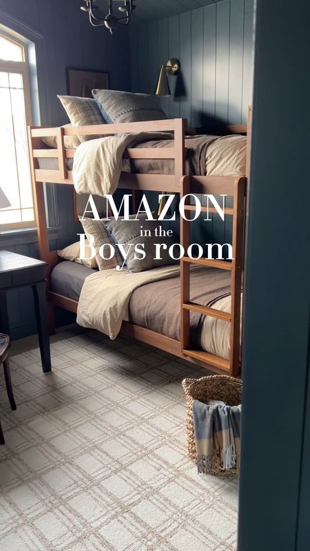 Amazon in the boys room 

Plaid rug neutral bedding wool brown throw blanket brass sconce lights under bed organization 

#LTKfindsunder100 #LTKVideo #LTKhome