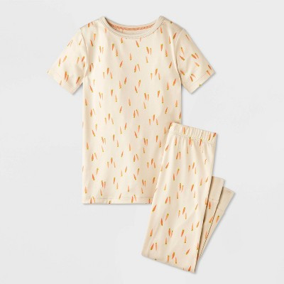 Toddler 2pc Easter Carrots Short Sleeve Smooth Jersey Snug Fit Pajama Set - Cat & Jack™ Cream 18M | Target