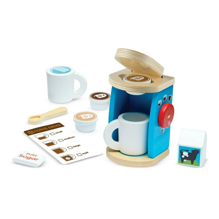 Melissa & Doug 11-Piece Brew and Serve Wooden Coffee Maker Set - Play Kitchen Accessories | Walmart (US)
