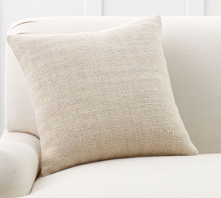 Faye Linen Textured Pillow Cover, 20 x 20", Flax | Pottery Barn (US)