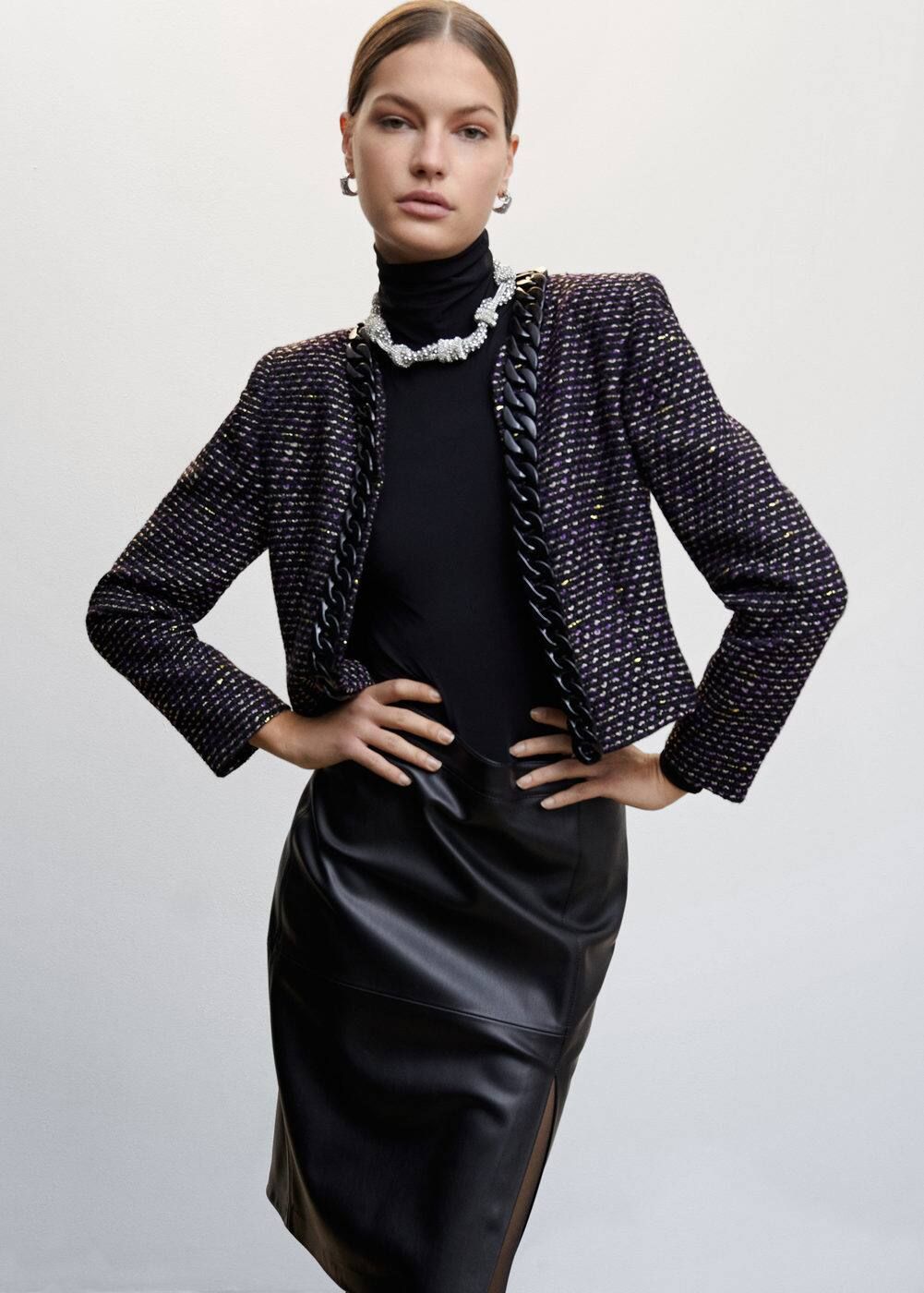 Tweed chain jacket -  Women | Mango USA | MANGO (US)