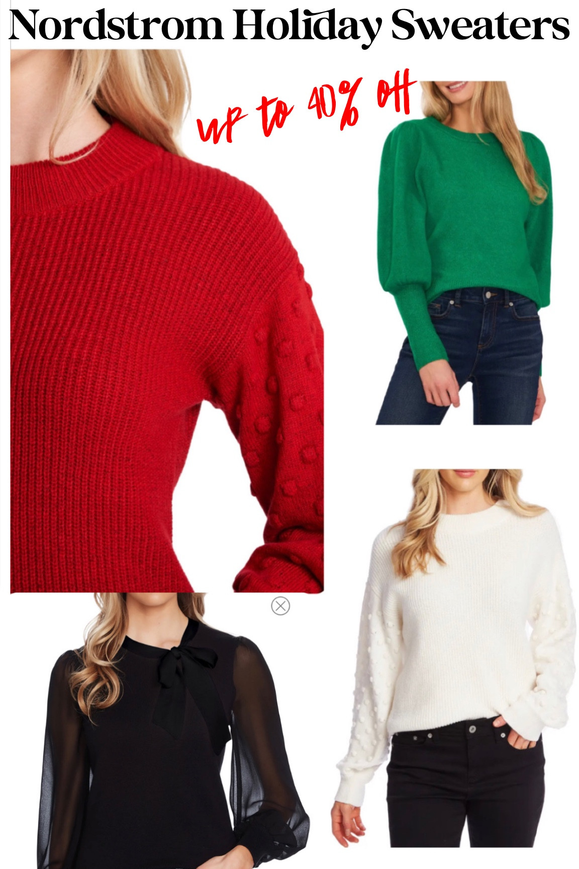 Beautiful holiday sweaters from Nordstrom—up to 40% off. Free shipping and returns. 

#LTKHoliday #LTKsalealert #LTKSeasonal