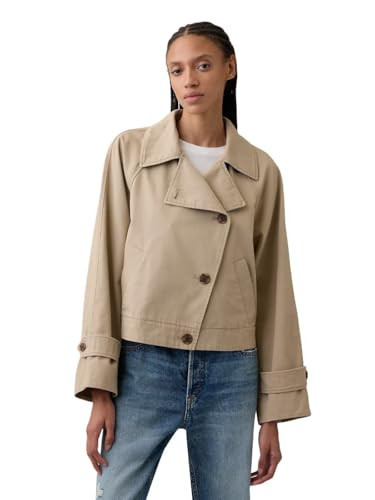 GAP Women's Cropped Trench Coat, Cargo Khaki, Medium | Amazon (US)