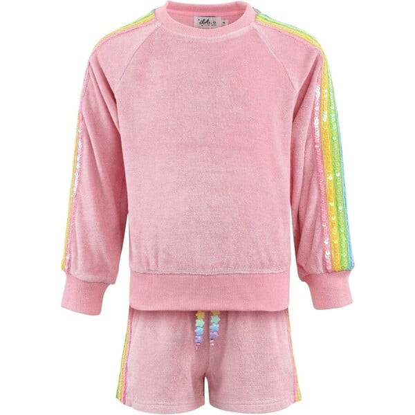 Pink Rainbow Sequin Stripe Short Set | Maisonette