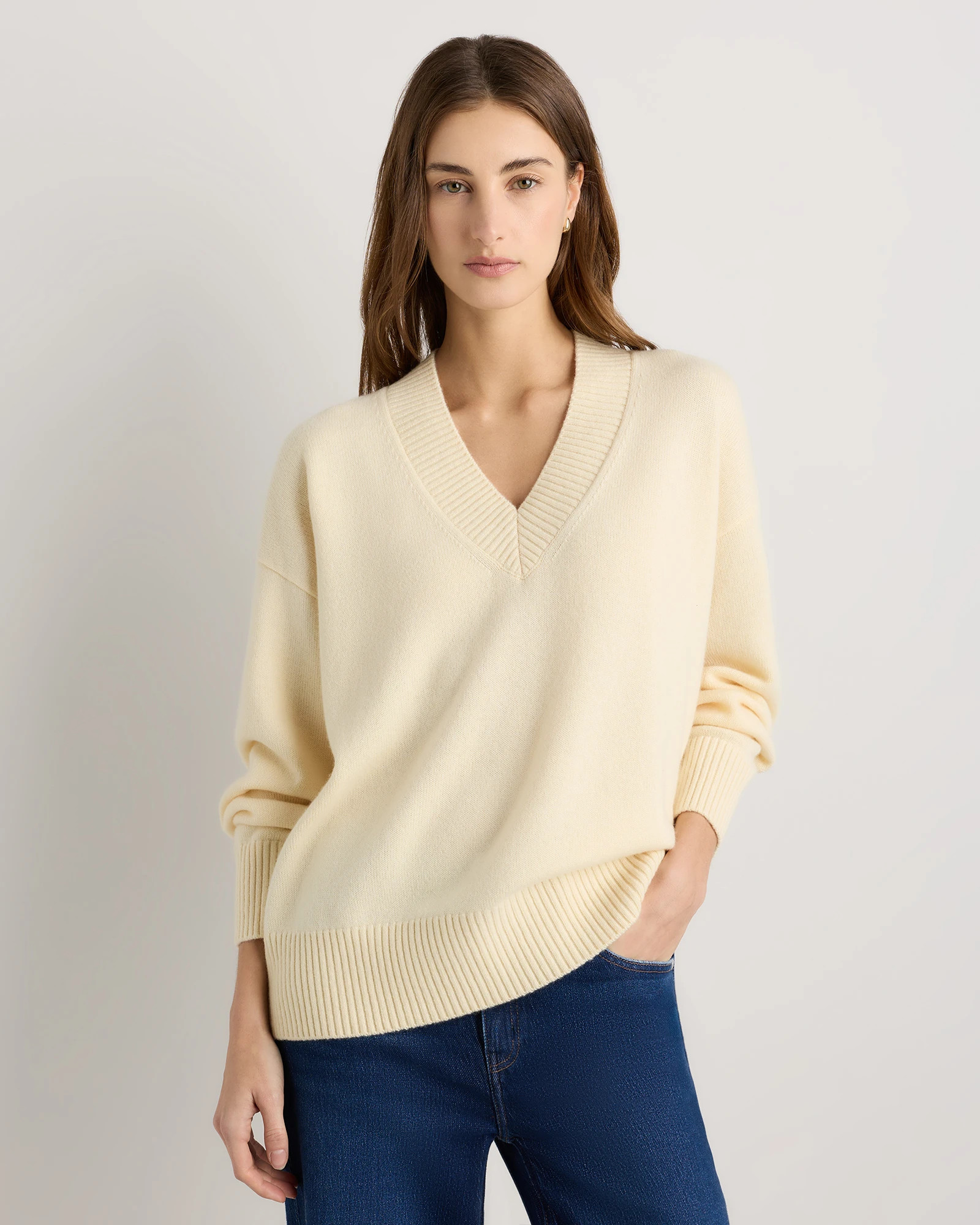 Mongolian Cashmere Oversized V-Neck Sweater | Quince