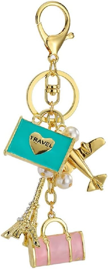 Plane Keychain - Eiffel Tower Crystal Key Ring 1 Set Travel for Bag Car Supplies,Rhinestone ation... | Amazon (US)