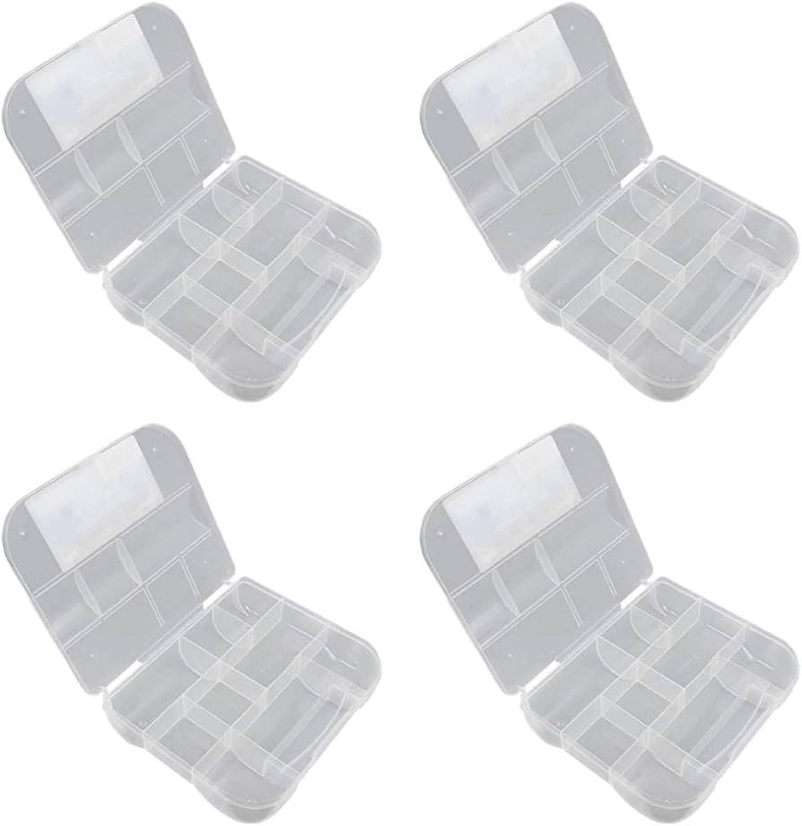Small Clear Plastic 9-Compartment Organizer Cases, 7.5 x 6.5 x 2 inches, 4-ct Set | Amazon (US)