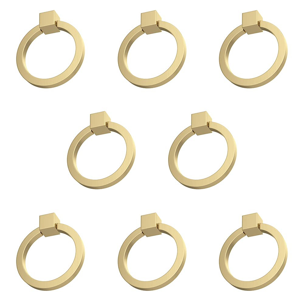 RZDEAL 8Pcs 2.0" x 1-7/8" Solid Brasss Pulls for Dresser Drawer Ring Pulls Furniture Hardware Bru... | Amazon (US)